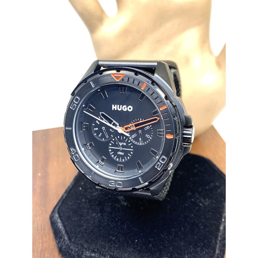Hugo Boss Men's Watch 1530289 Quartz Black Dial Mesh Stainless Steel 44mm